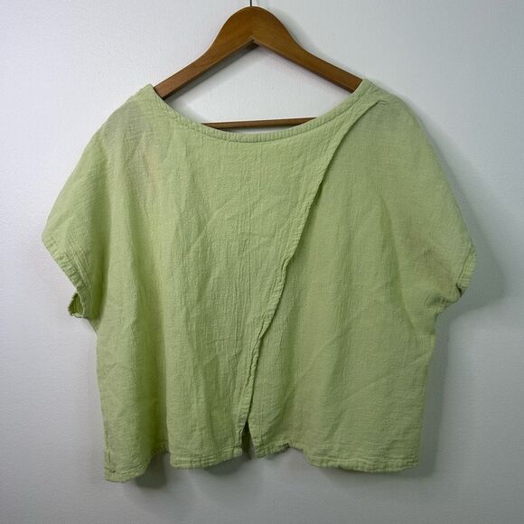 Oh My Gauze NWT Olga Top Size 2 Green Textured Cotton Boxy Oversized Boho Lagom - Picture 4 of 12